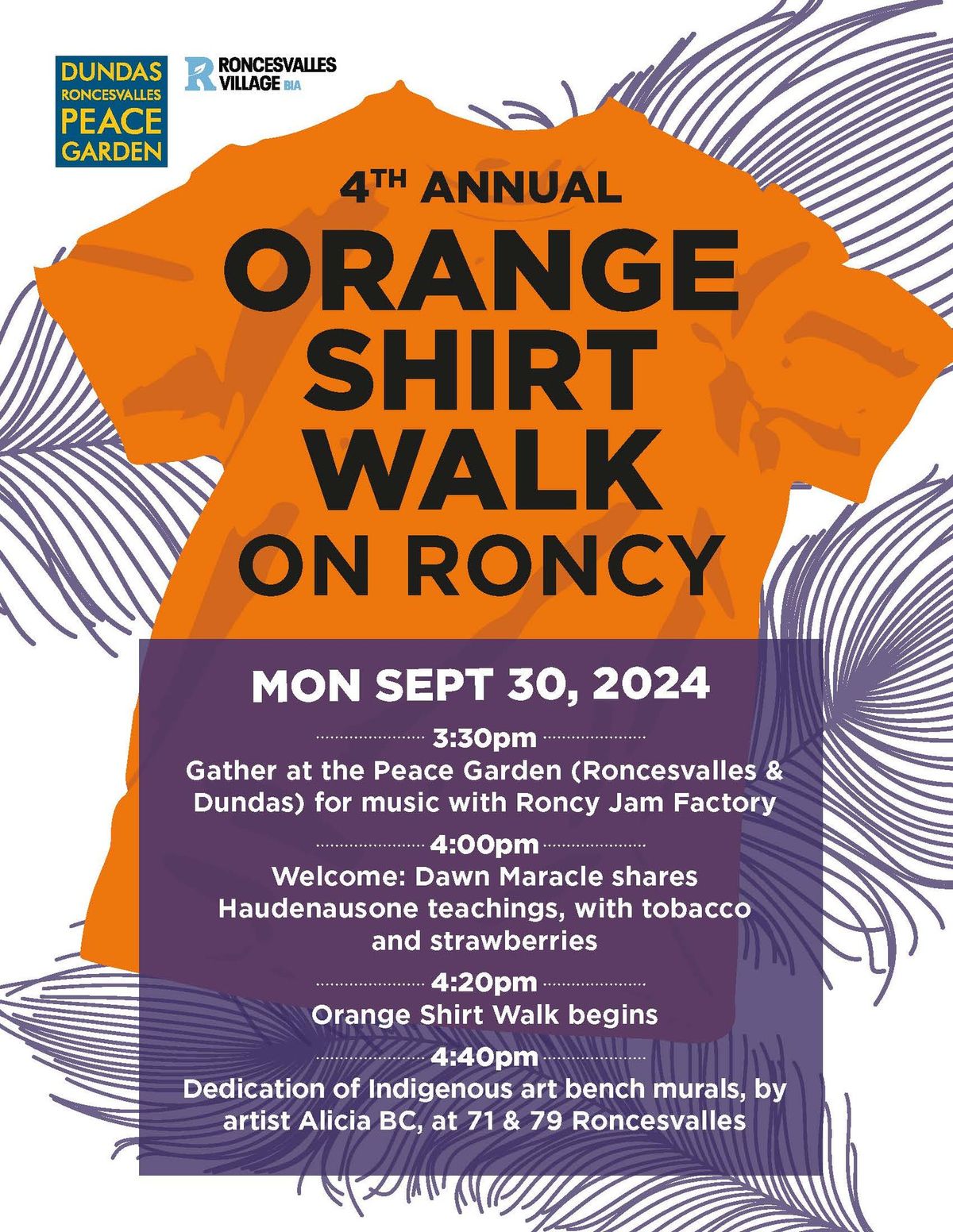 Orange Shirt Day Walk on Roncy, Monday Sept 30.  