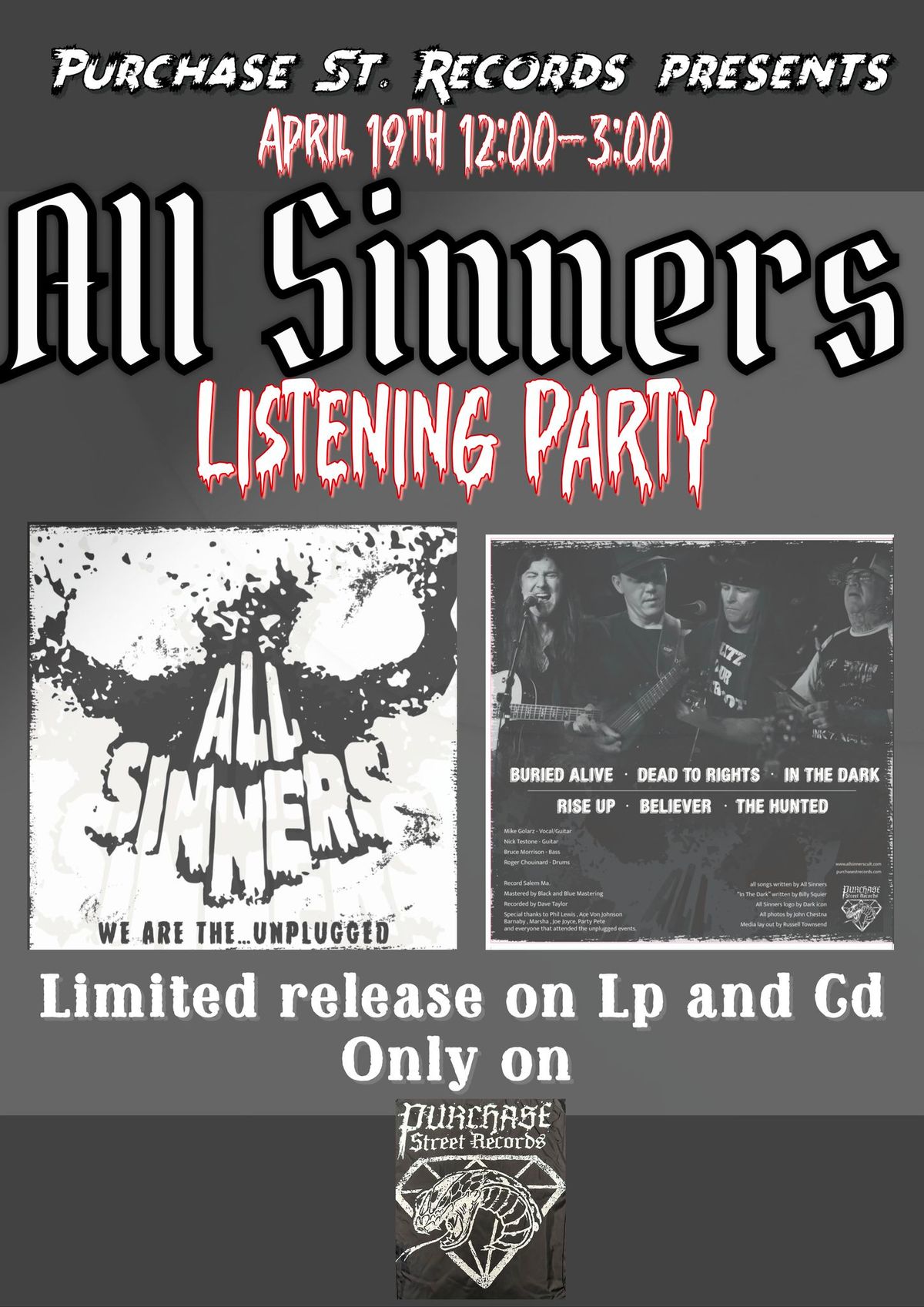 All Sinners : We are the unplugged lp\/cd release listening party