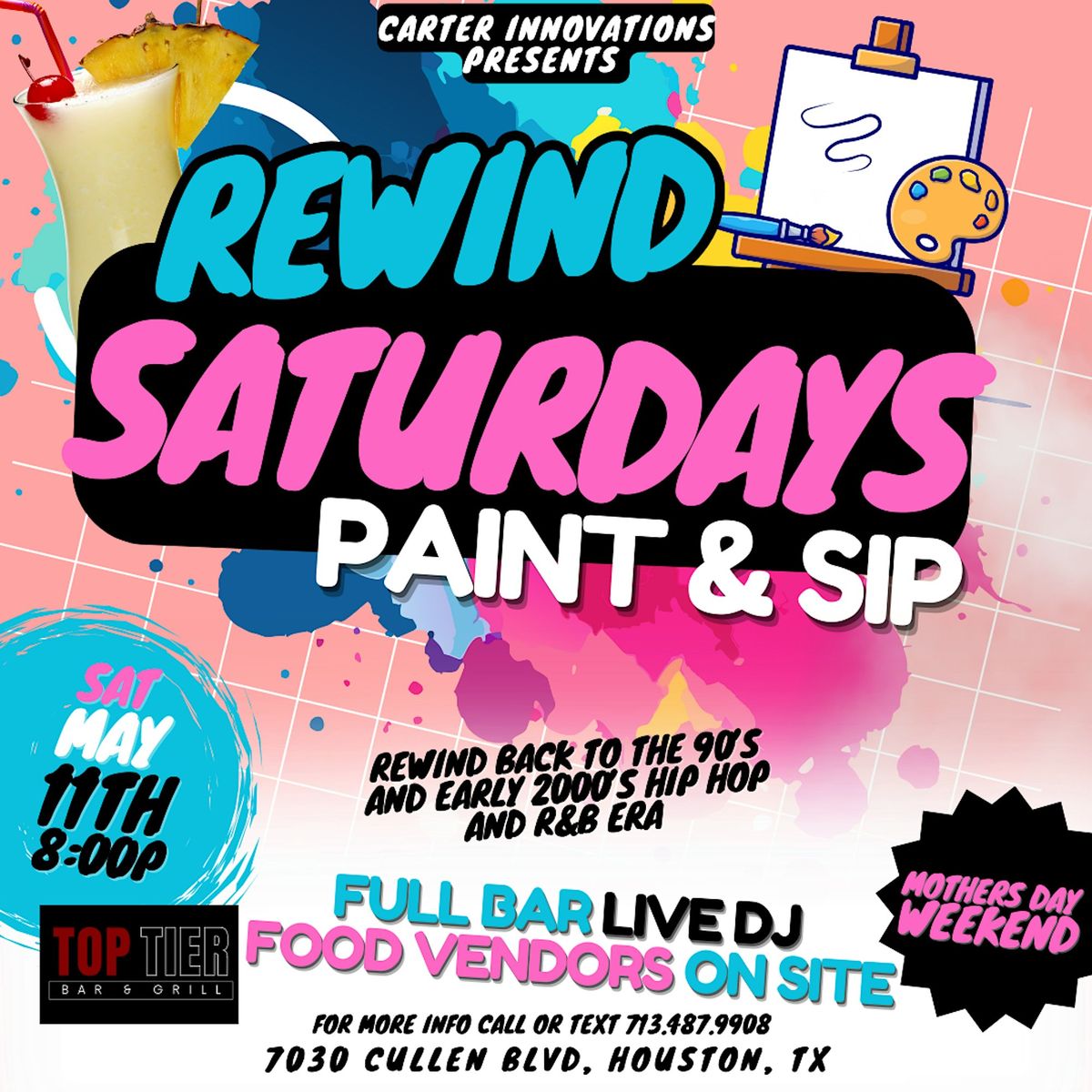 Rewind Saturdays Paint & Sip (Mother\u2019s Day Weekend)
