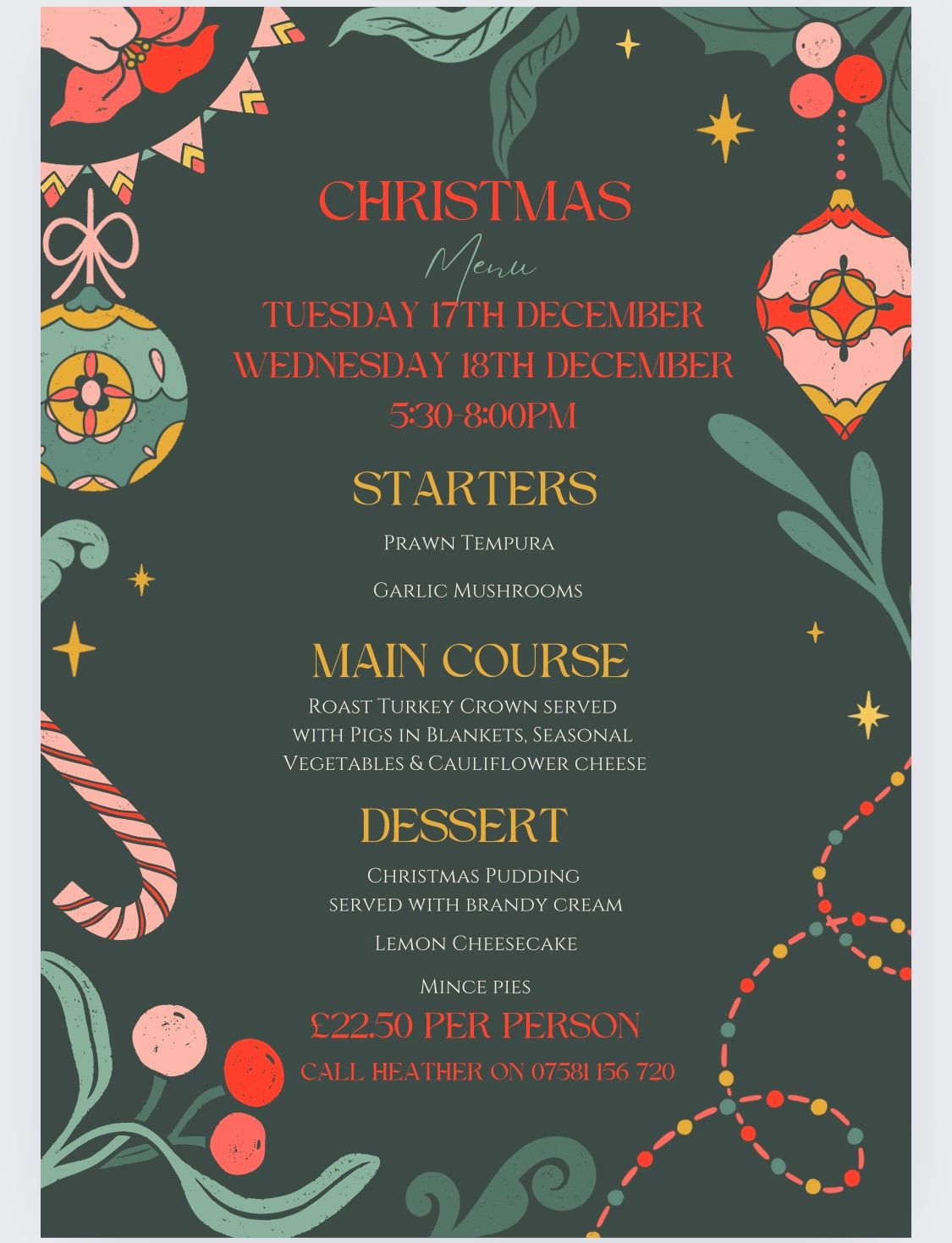 CHRISTMAS MEALS @THE KATZ \ud83c\udf84\ud83c\udf85\ud83e\udd83 Tuesday 17th & Wednesday 18th December