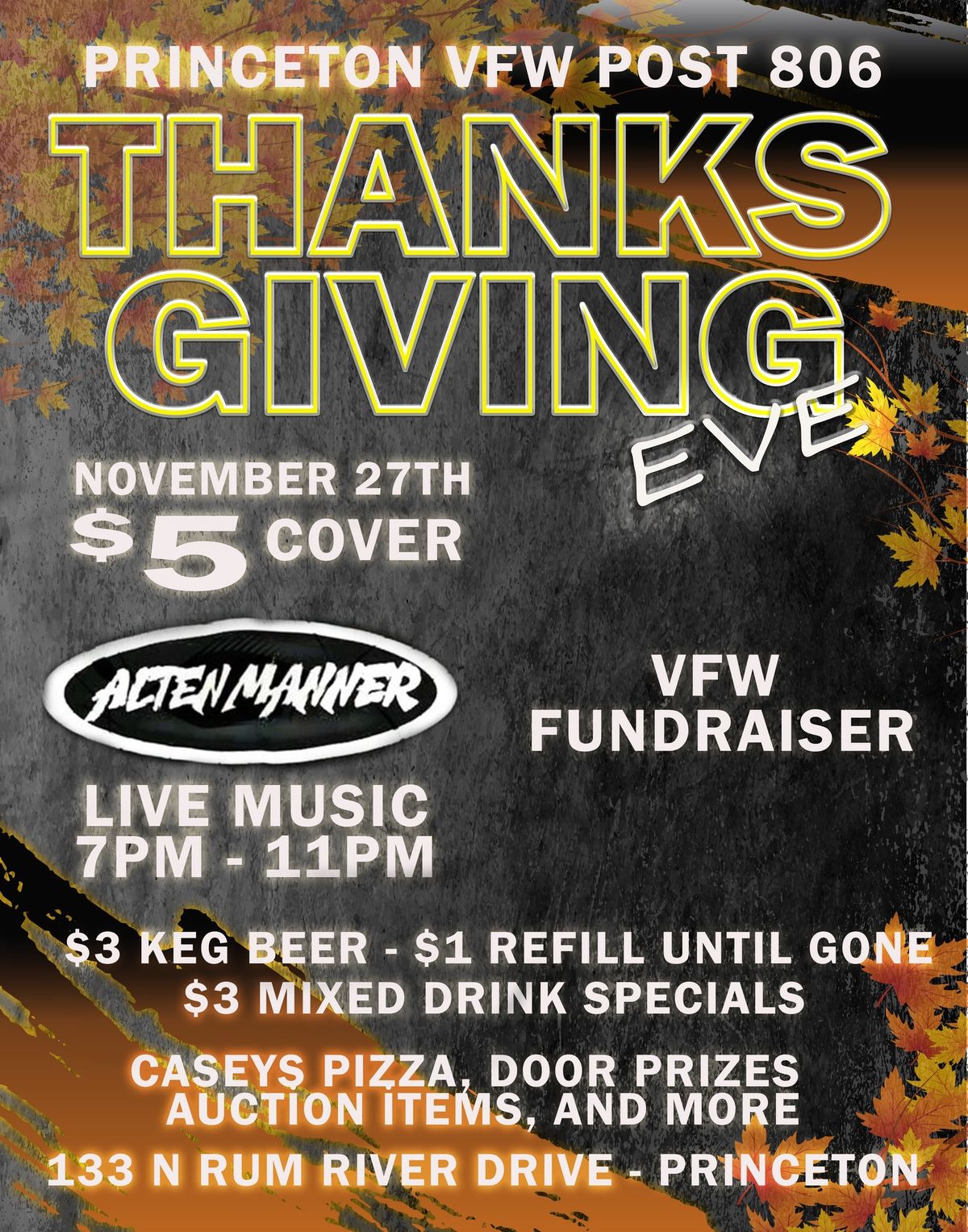 Thanksgiving Eve VFW fundraiser! Live music!