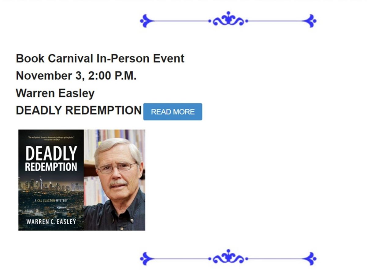 Warren C. Easley Reads from Deadly Redemption at the Book Carnival