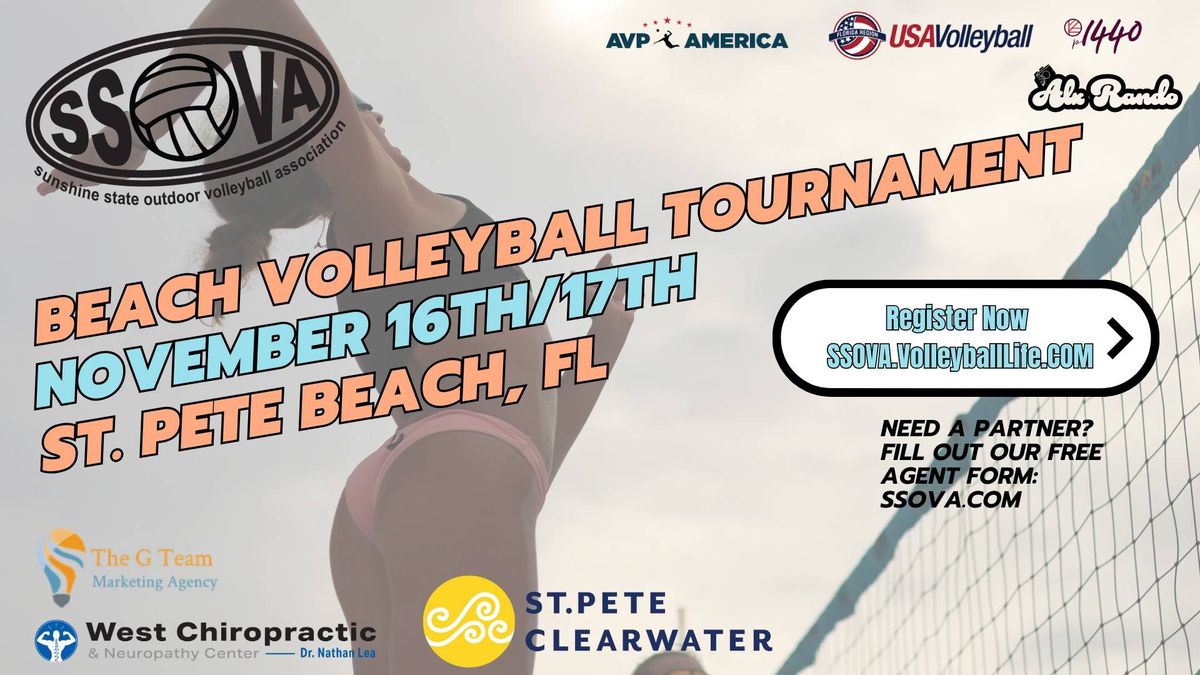 SSOVA's November 16th & 17th St. Pete Beach, Beach Volleyball Tournament