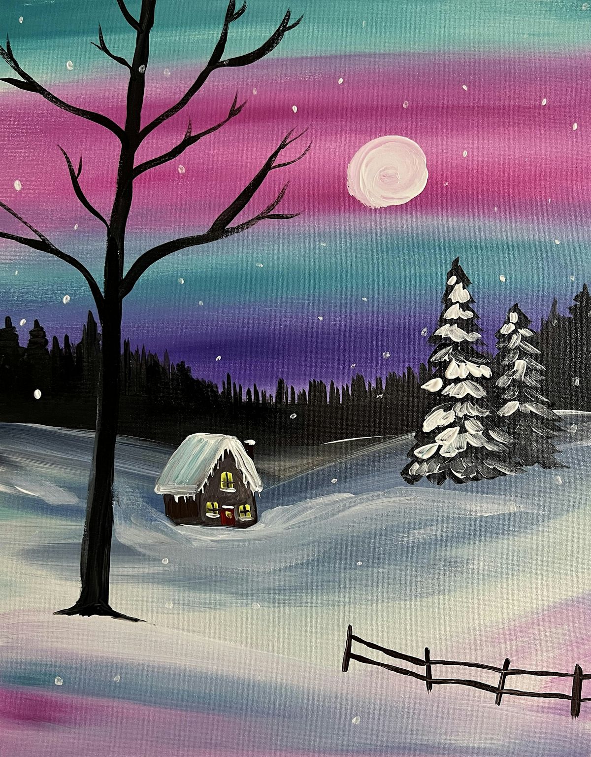 Winter Cabin Paint and Sip - One glass of wine included!