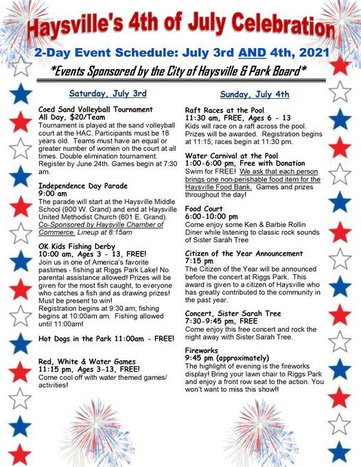 4th of July Celebration, Riggs Park Haysville Ks, 3 July to 4 July