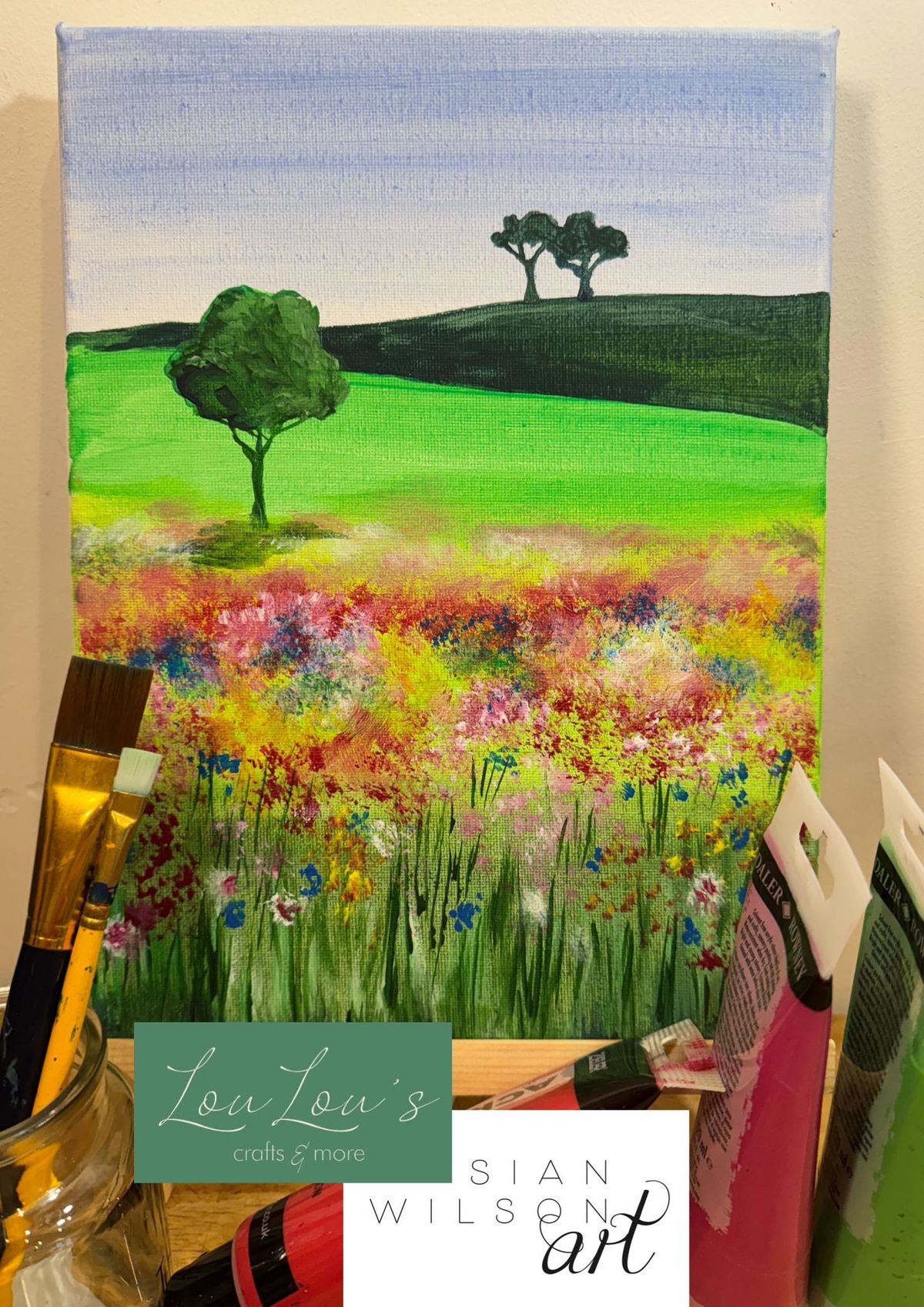 Painting Workshop with Sian Wilson - Spring Trees on a canvas