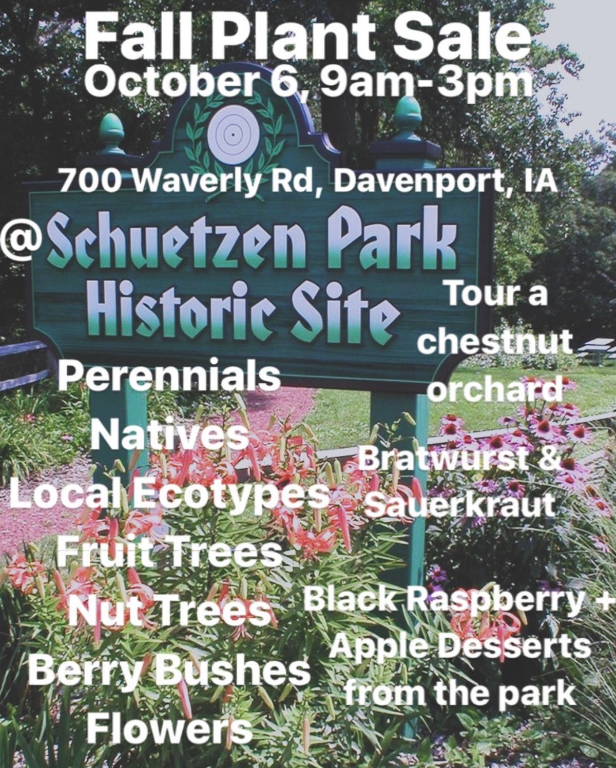 Fall Plant Sale + Chestnut Roast @ Schuetzen Park Historic Site (Davenport, IA)