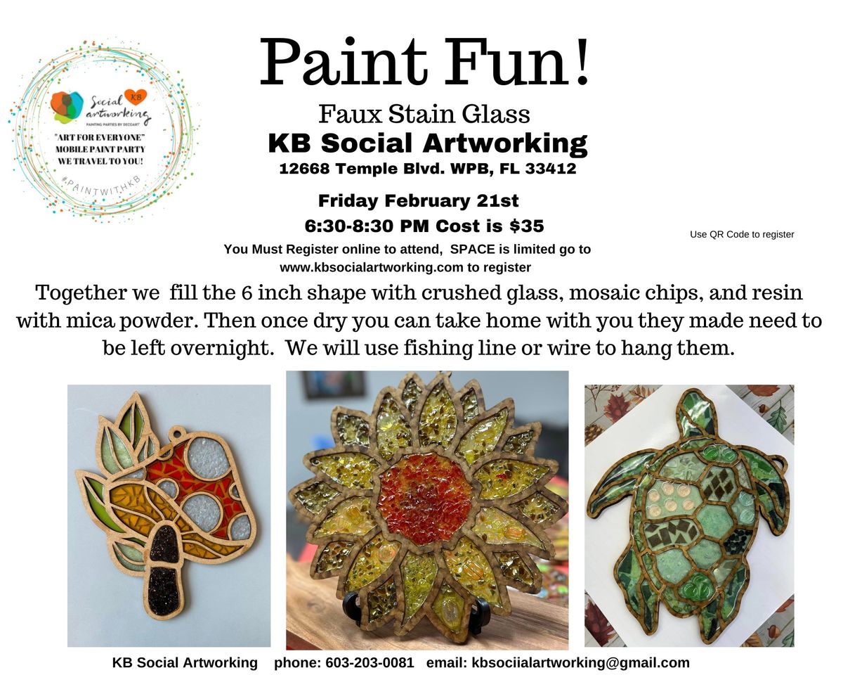 Faux Stain Glass  at KB Studio Friday February 21st   6:30-8:30 PM Cost is $35