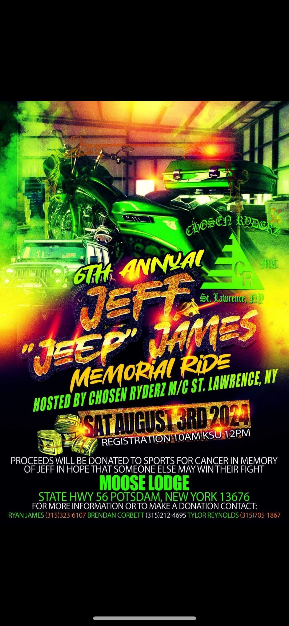 6th annual Jeff Jeep James motorcycle ride 