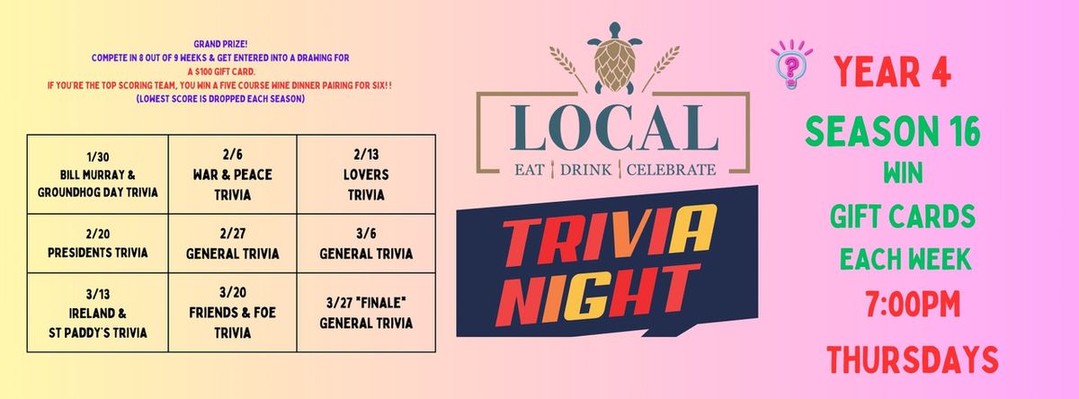 Thursday night Trivia Season 16 Week 2  War and Peace TRIVIA