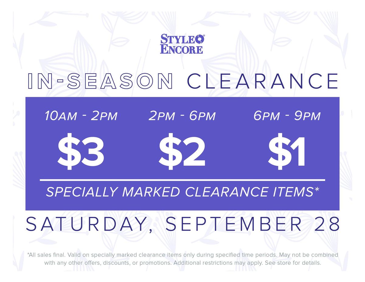 $3 - $2 - $1 Clearance Event 