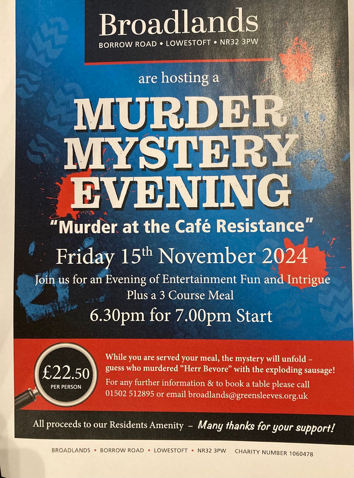 Broadlands are hosting a Murder Mystery Evening 