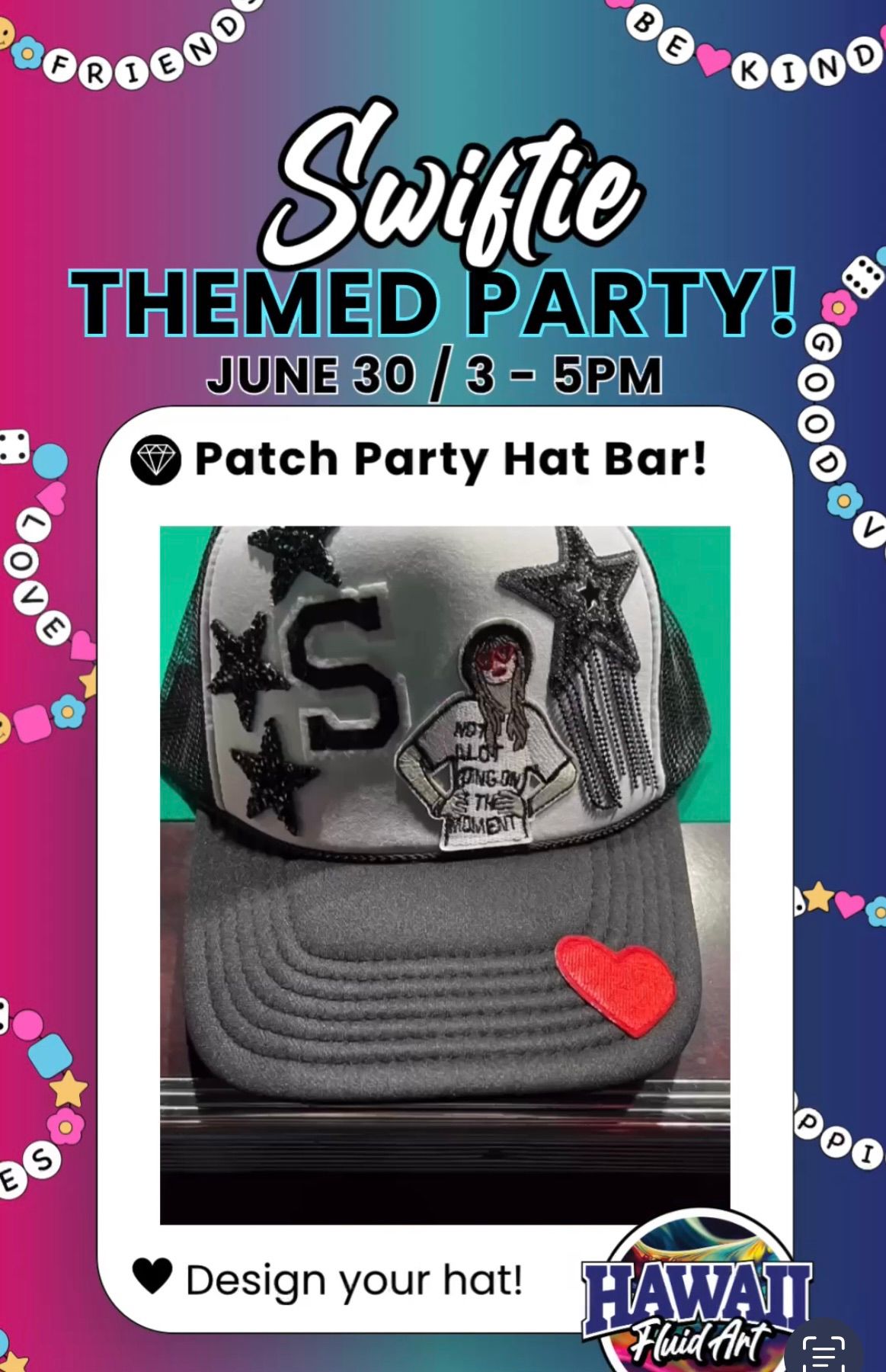 Swiftie Party! Patch hat bar, inspired painting and more!