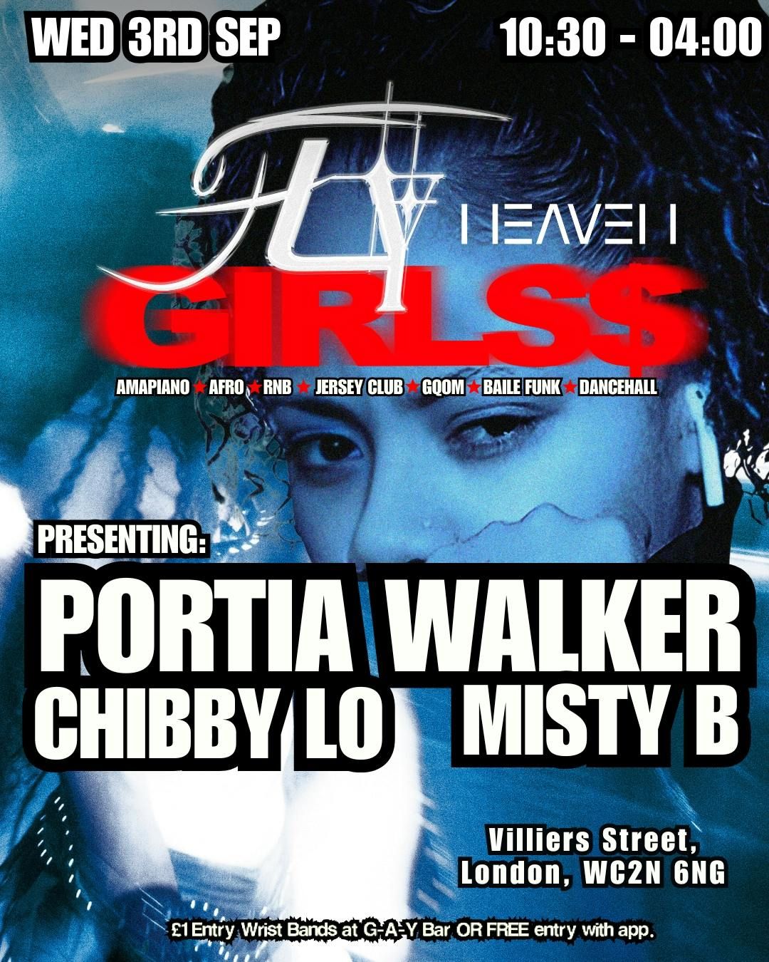 FLY GIRLS$ WED 03 SEPT - AMAPIANO, AFROBEATS, BAILE FUNK, JERSEY CLUB NIGHT