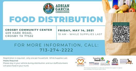 Food Distribution At Crosby Community Center Crosby Community Center 14 May 21