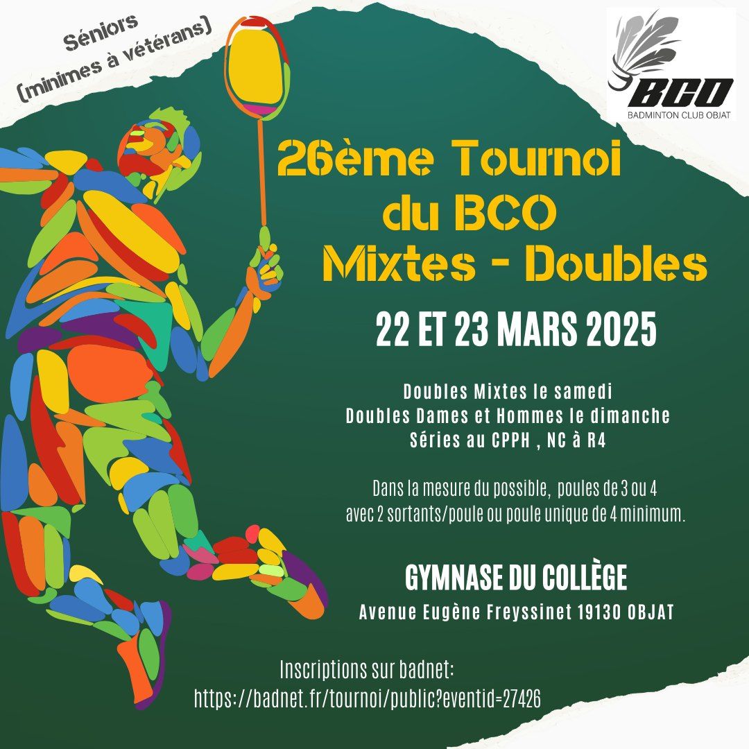 26\u00e8me Tournoi de Mixtes et Doubles du BCO