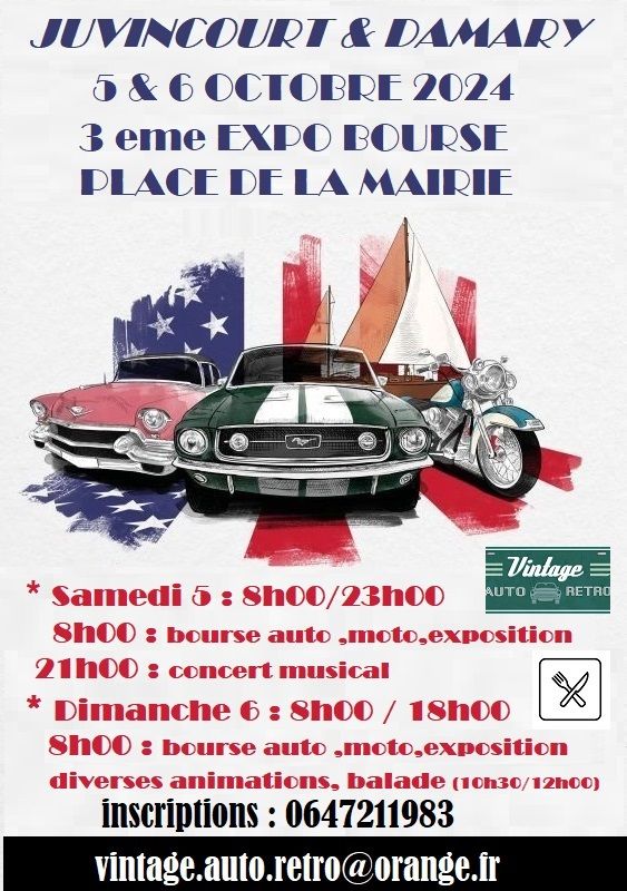 3 \u00e8me EXPO BOURSE DE VINTAGE AUTO RETRO JUVINCOURT 