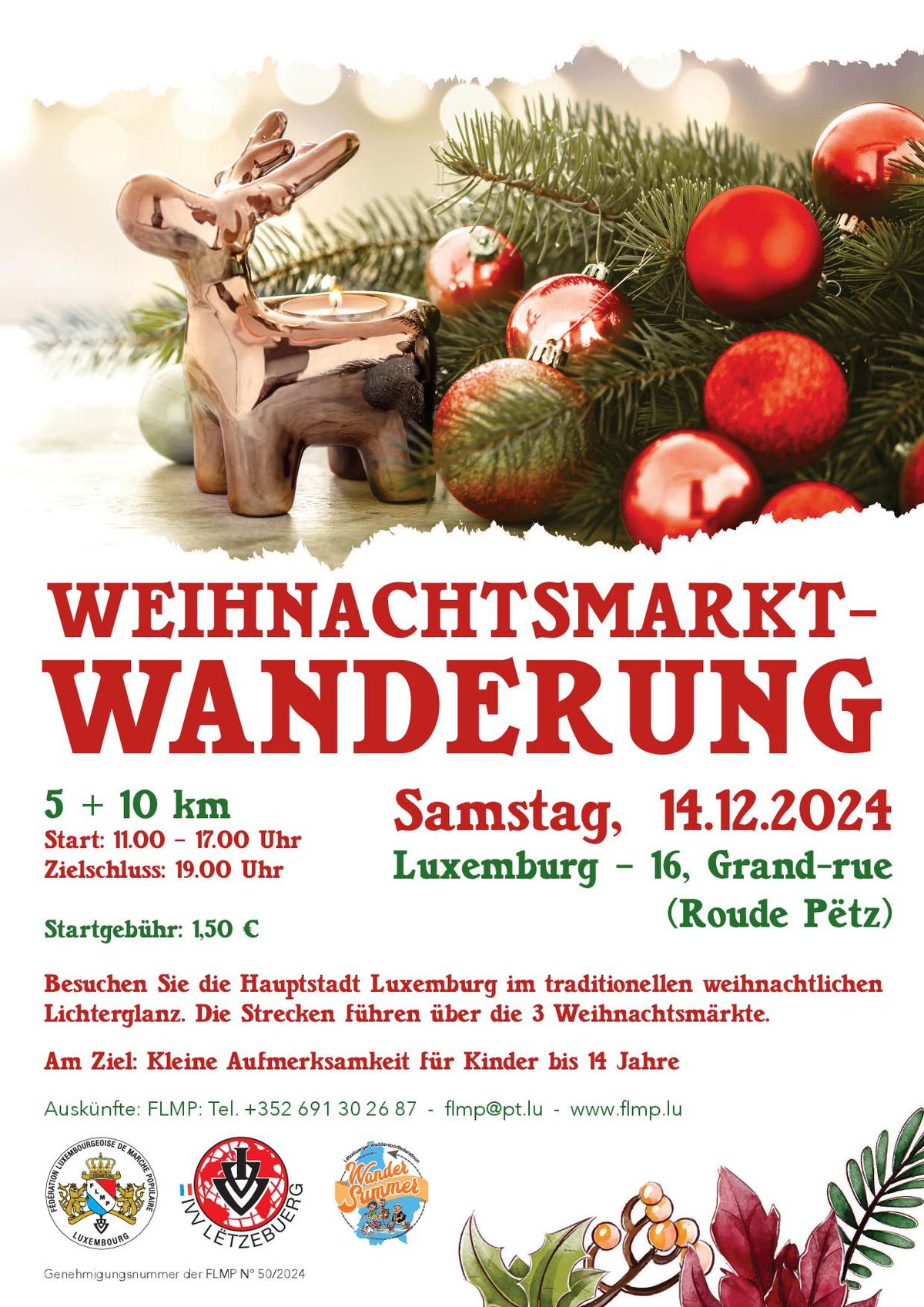 LUXEMBOURG FLMP IVV WEIHNACHTSMARKT-WANDERUNG \/ MARCHE DU MARCH\u00c9 DE NO\u00cbL