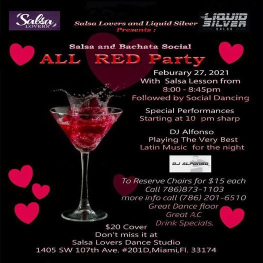 Salsa and Bachata All Red Party Feb 27 2021