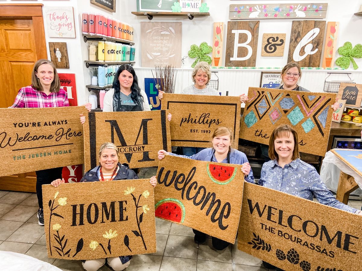 April Mats & Mimosas Workshop! \ud83c\udfa8 DIY Custom Doormat