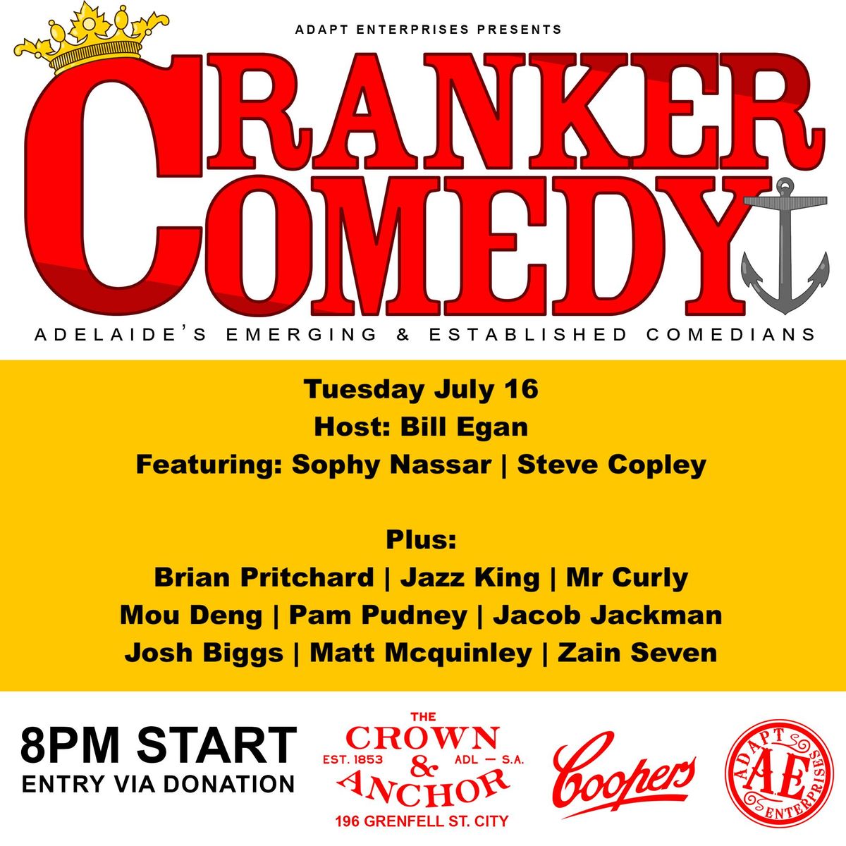 Cranker Comedy Tues Jul 16