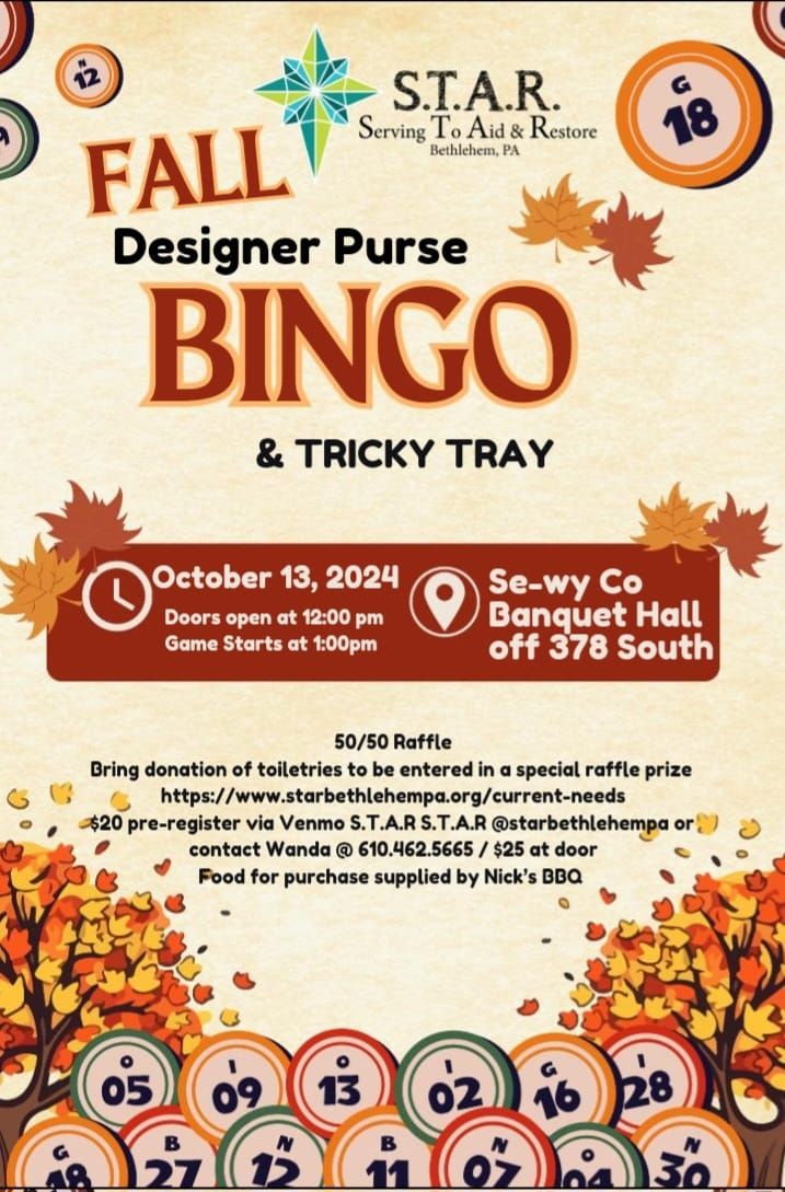 Fall Designer Purse Bingo & Tricky Tray 