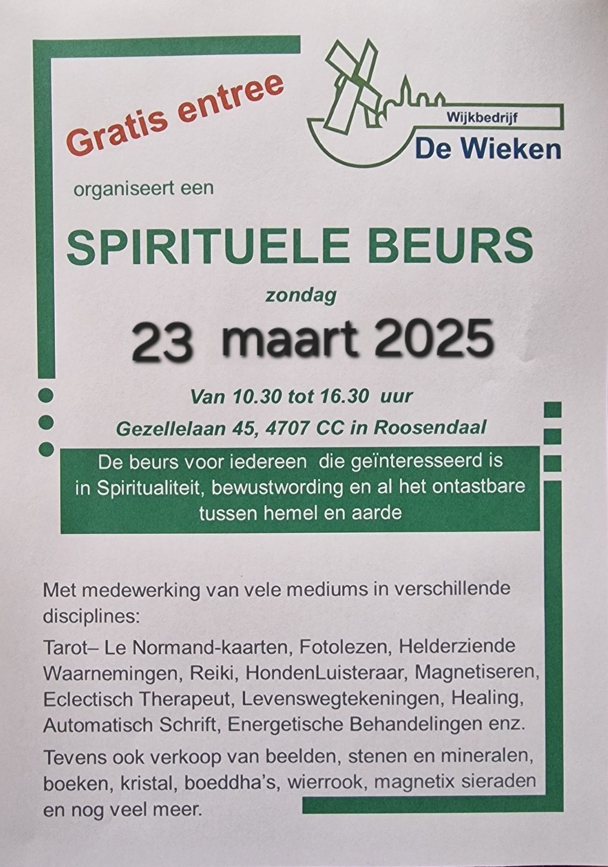 spirituele beurs de Wieken. georganiseerd door Petra & Hans Jurgens 