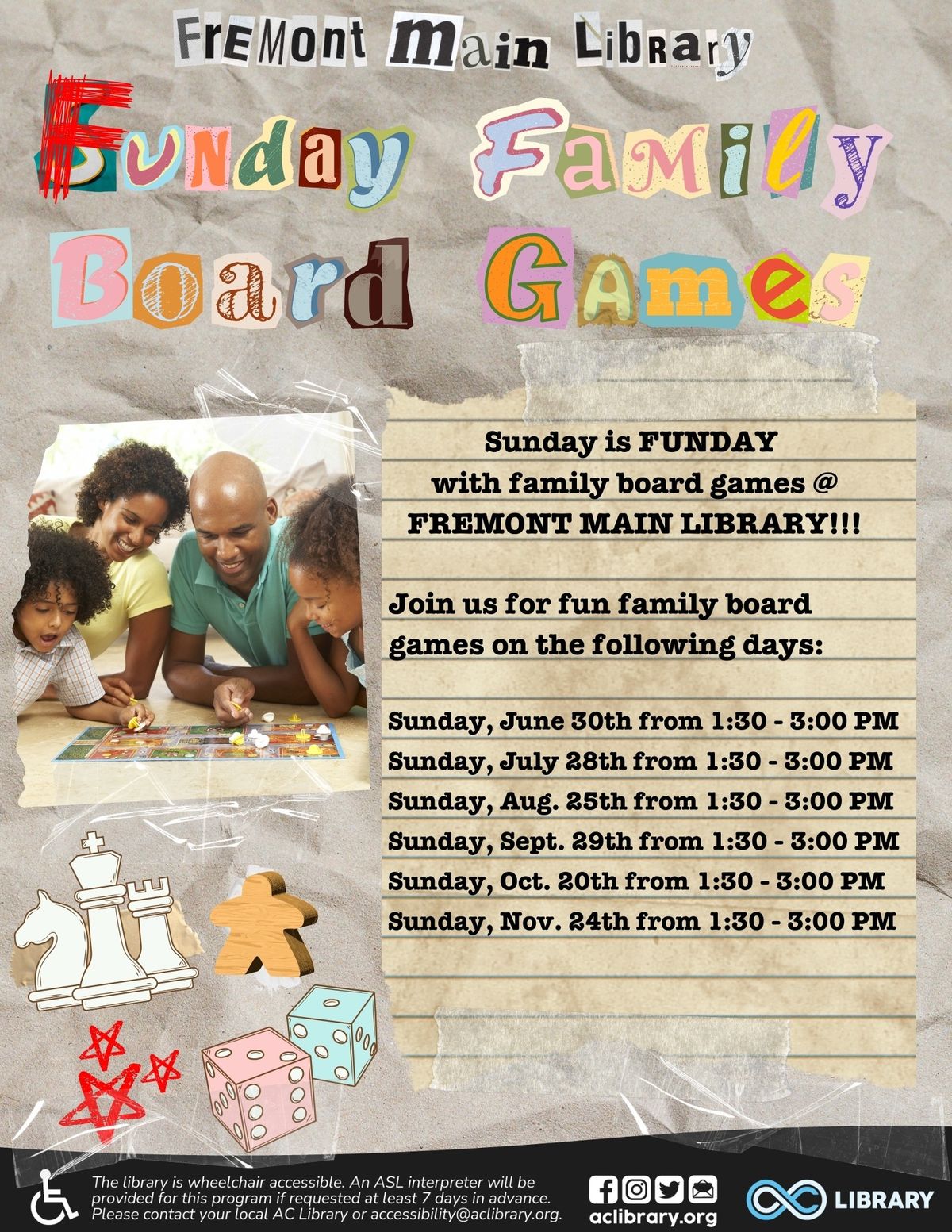 Funday Family Board Game @ Fremont Main Library