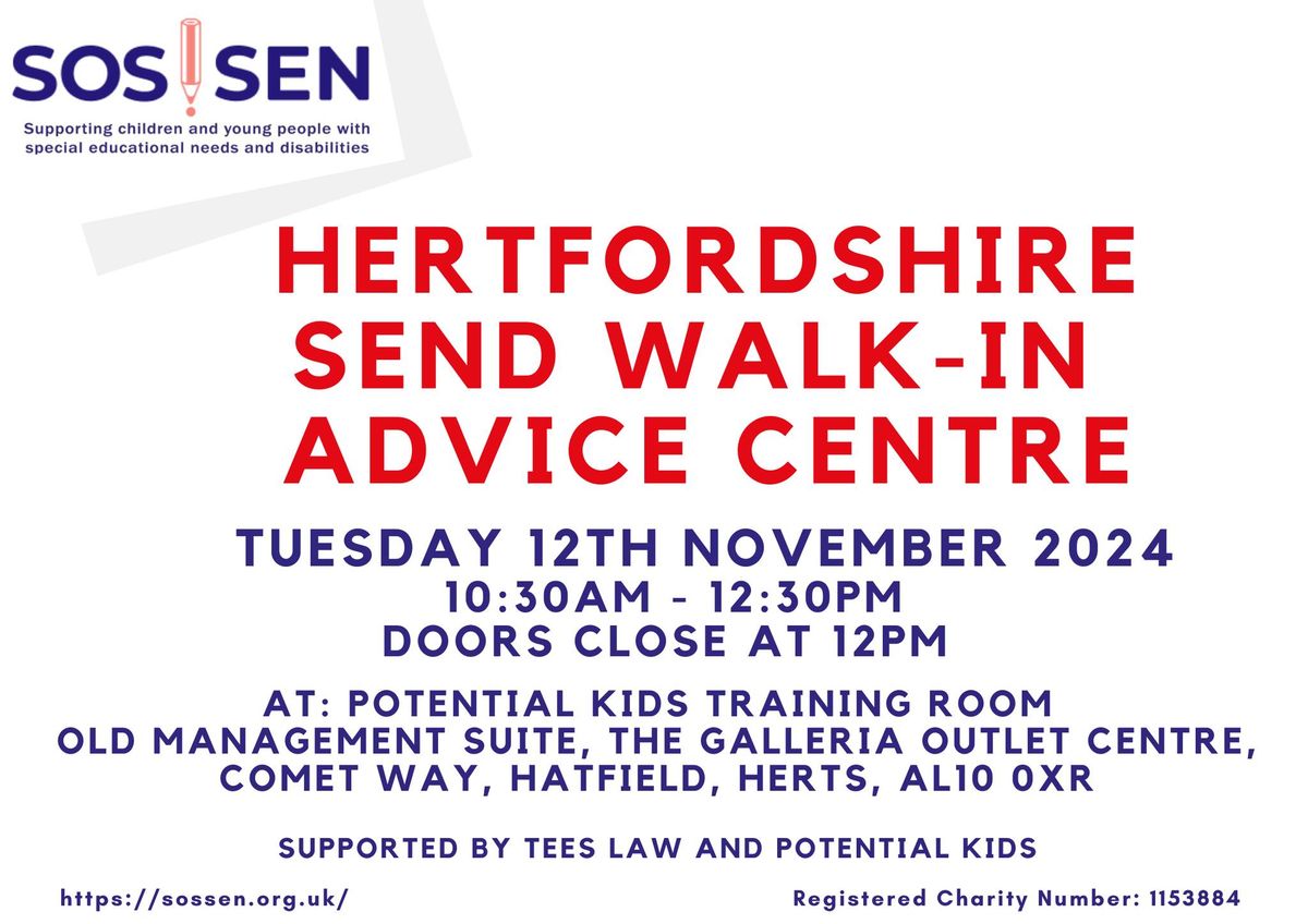 Hertfordshire SEND Walk in Advice Centre