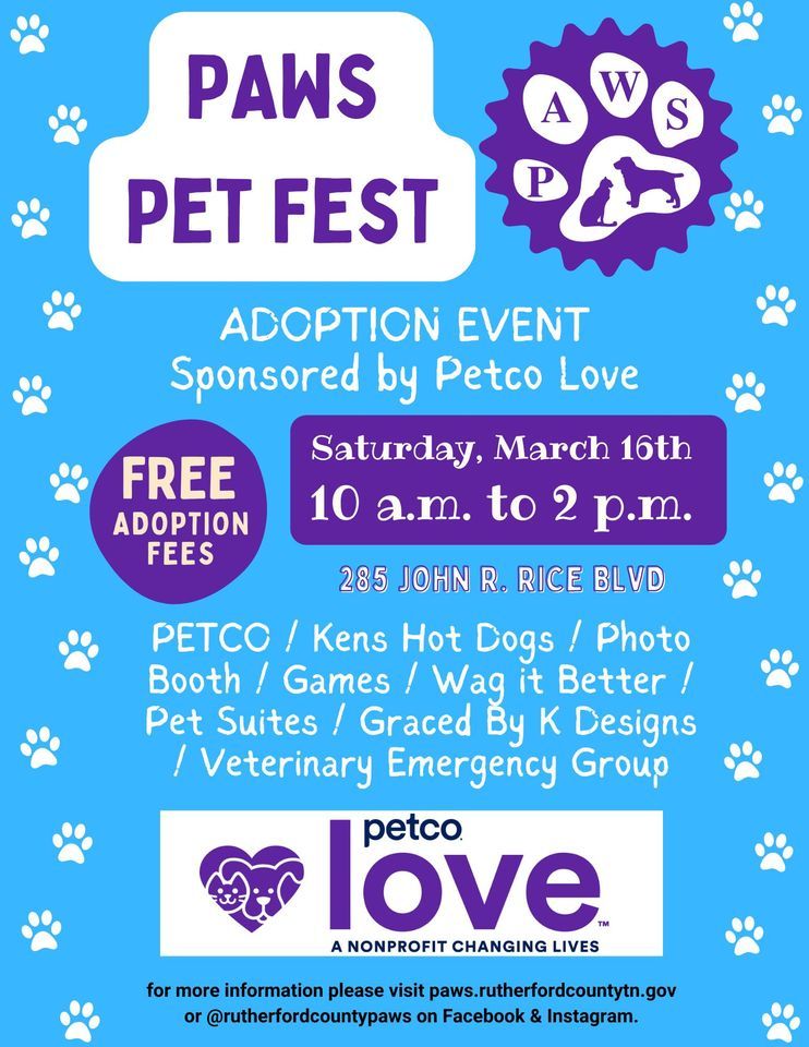 PAWS PET FEST , 285 John R Rice Blvd, Murfreesboro, TN, United States