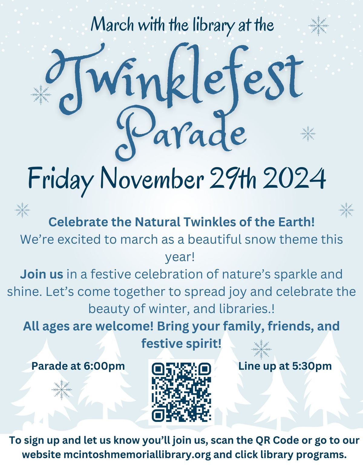 Join the McIntosh Memorial Library and march in the Twinklefest Parade