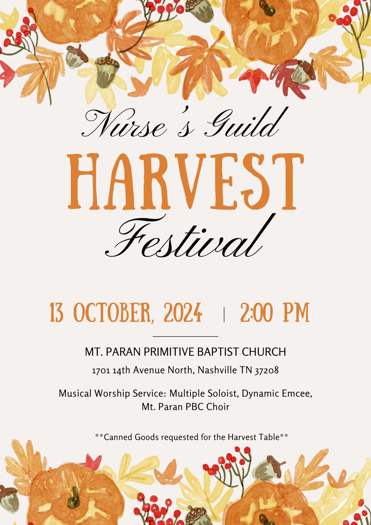 Nurse's Guild HARVEST Festival