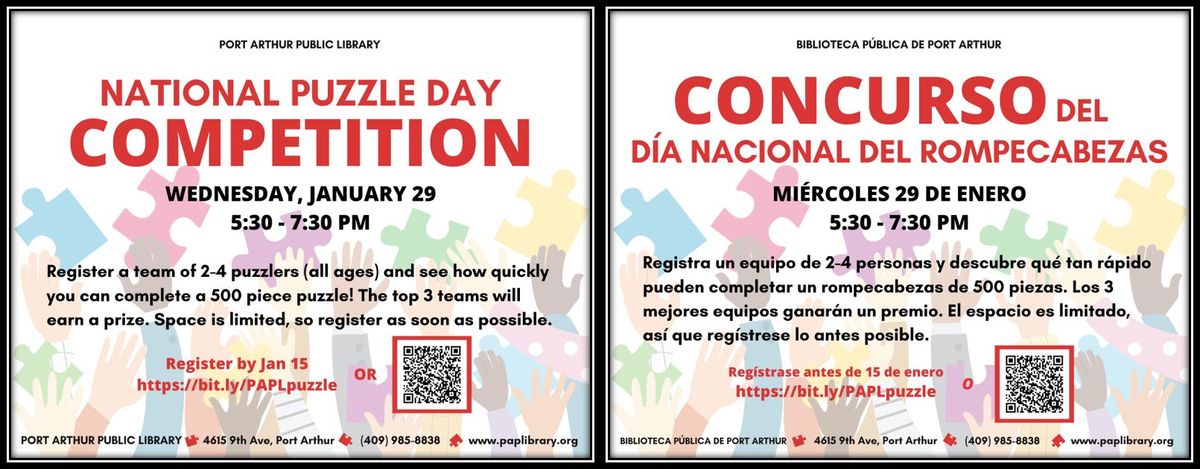 National Puzzle Day Competition\/Concurso del D\u00eda Nacional del Rompecabezas