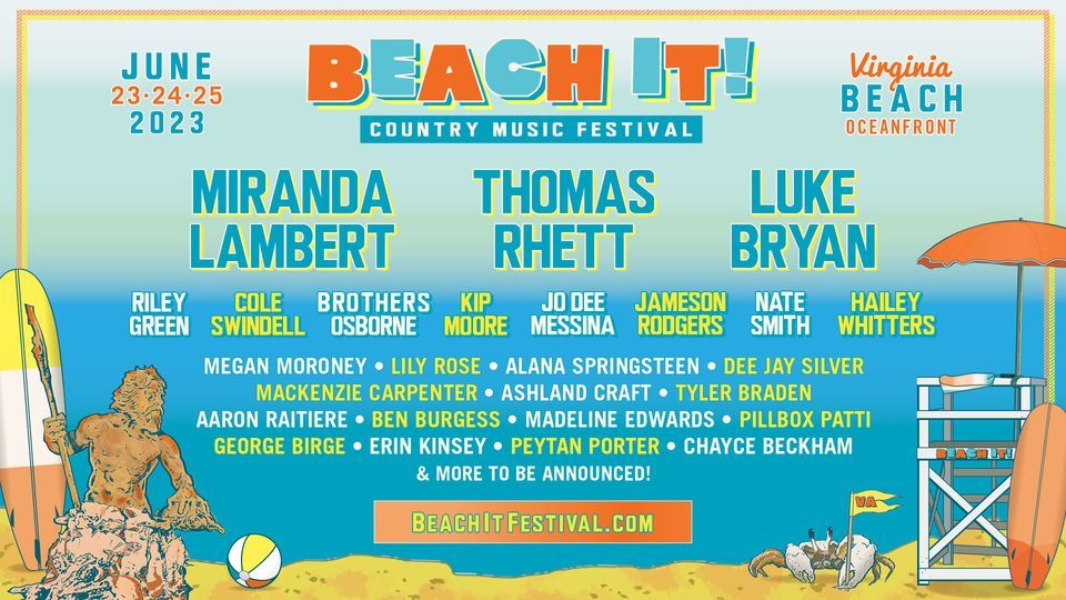 Beach It! Country Music Festival, Virginia Beach Oceanfront, 23 June to