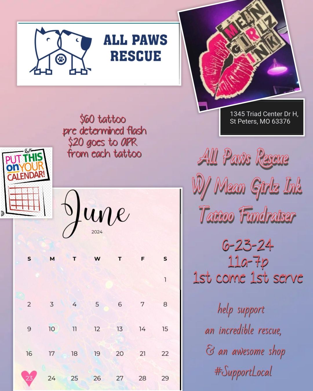 All Paws Rescue Tattoo Fundraiser w\/ Mean Girlz Ink 