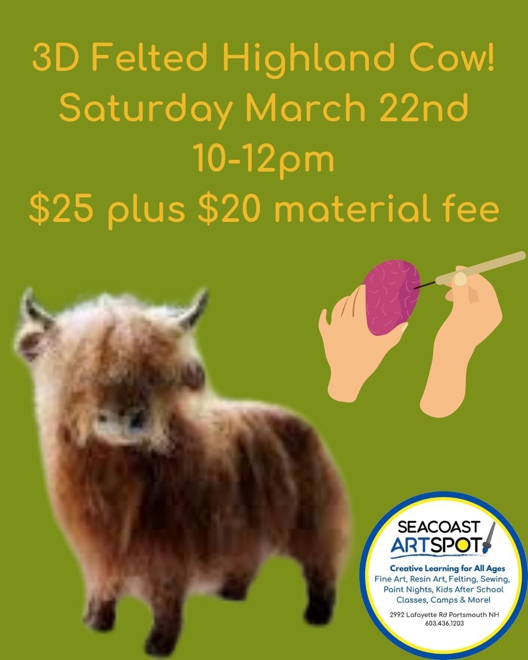 3D Felted Needle Highland Cow! $45