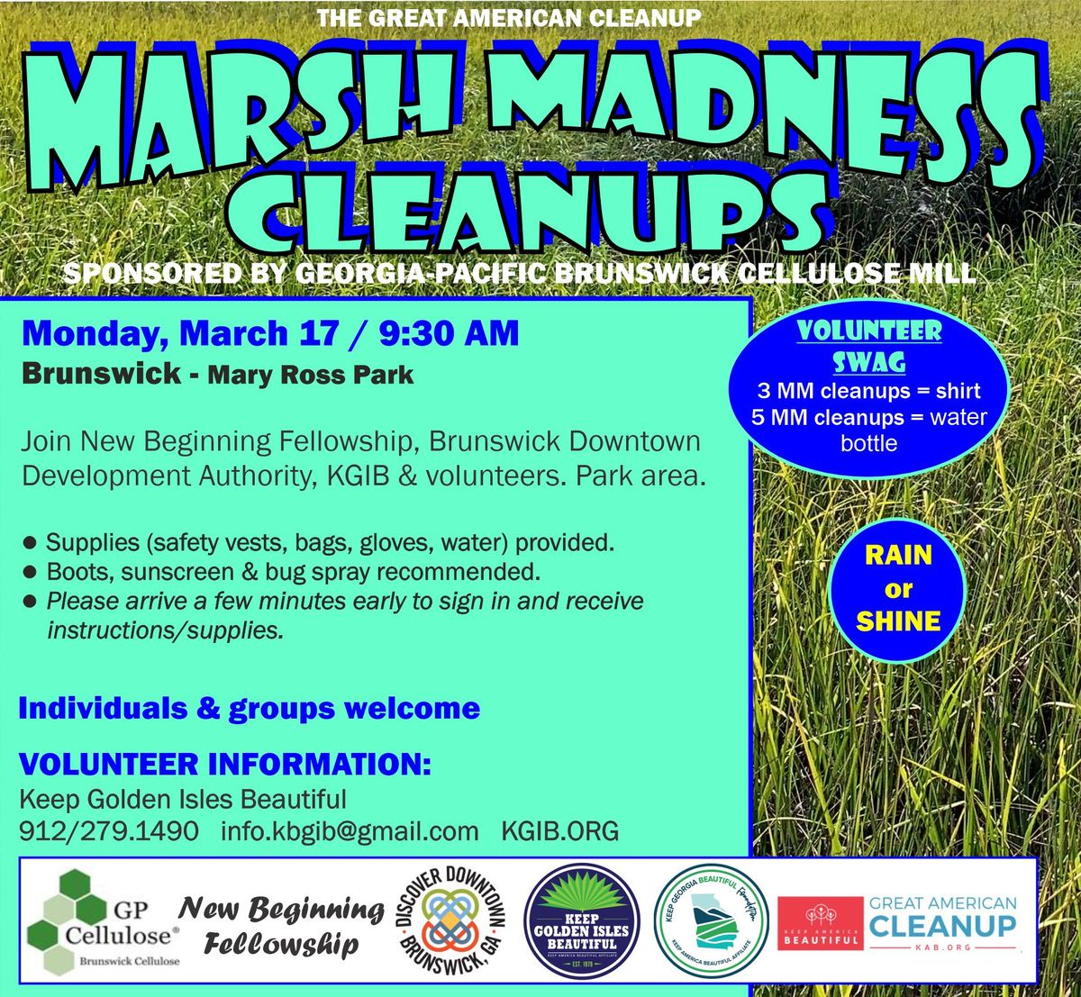 Marsh Madness Cleanup \/ BWK: Mary Ross Park \/ March 17th, 9:30AM