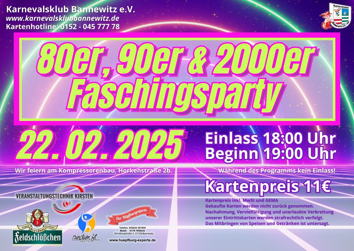 80er, 90er & 2000er Faschingsparty 22.02.2025