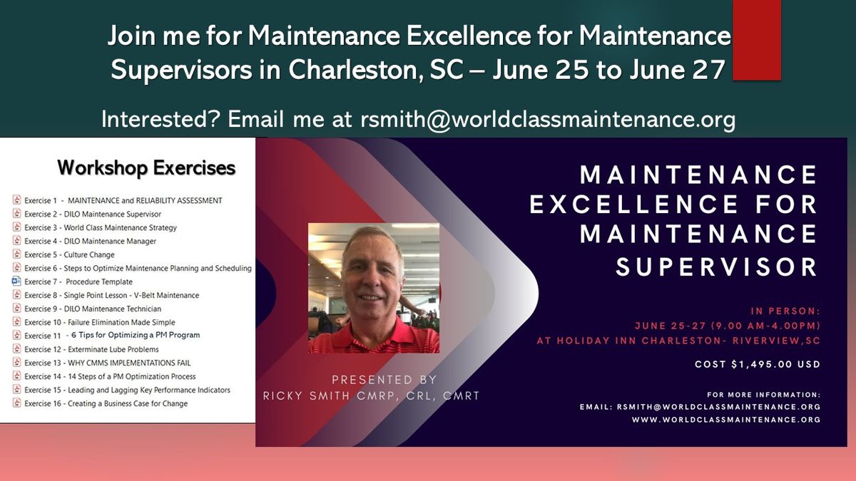 Maintenance Excellence for Maintenance Supervisors