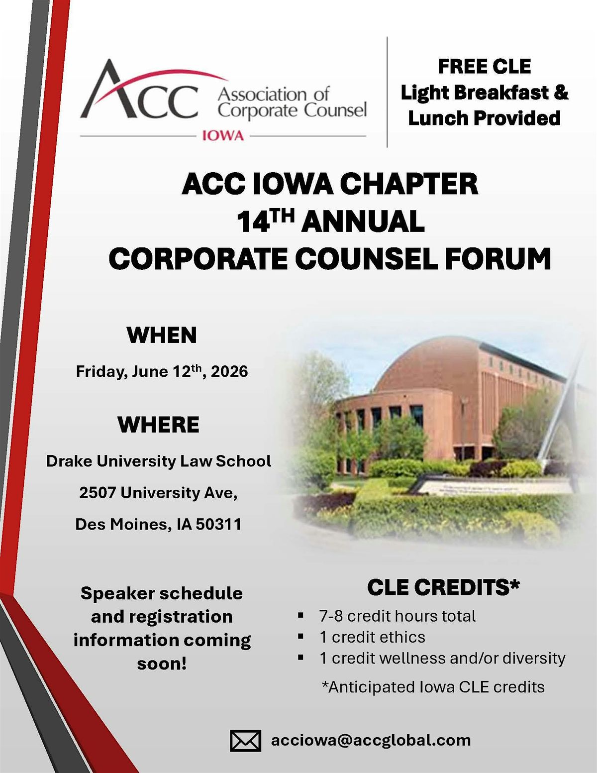 14th Annual ACC Iowa Chapter Corporate Counsel Forum on June 12, 2026