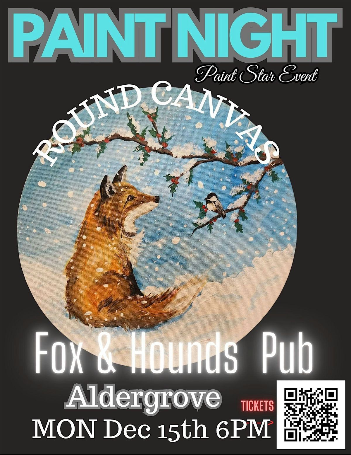 A Holiday Paint Star Night painting the gorgeous FOX IN SNOW