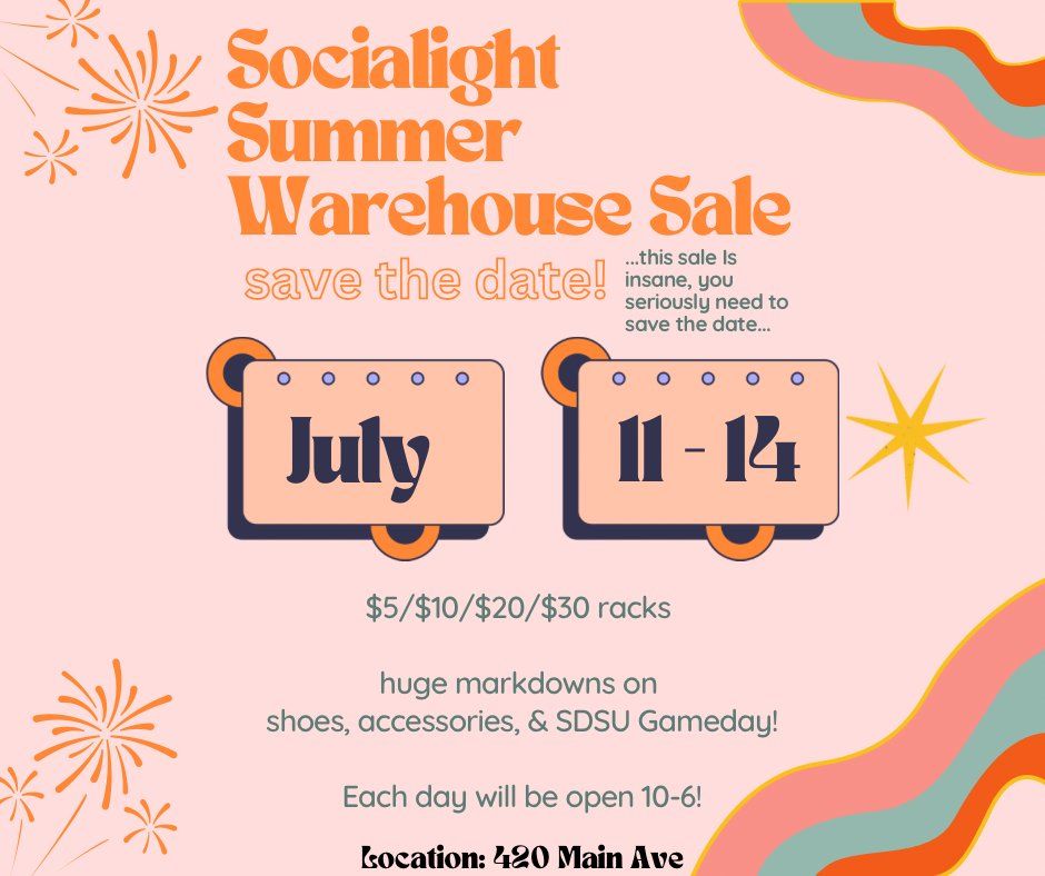 Socialight Summer Warehouse Sale!