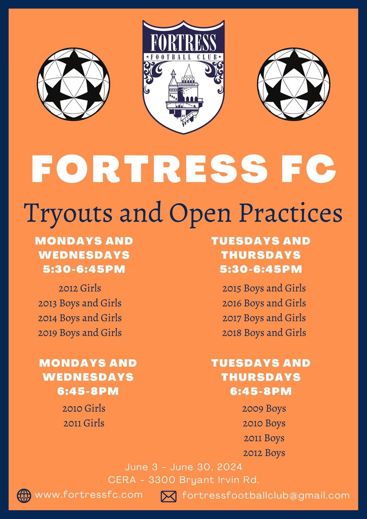 Tryouts and Open Practices