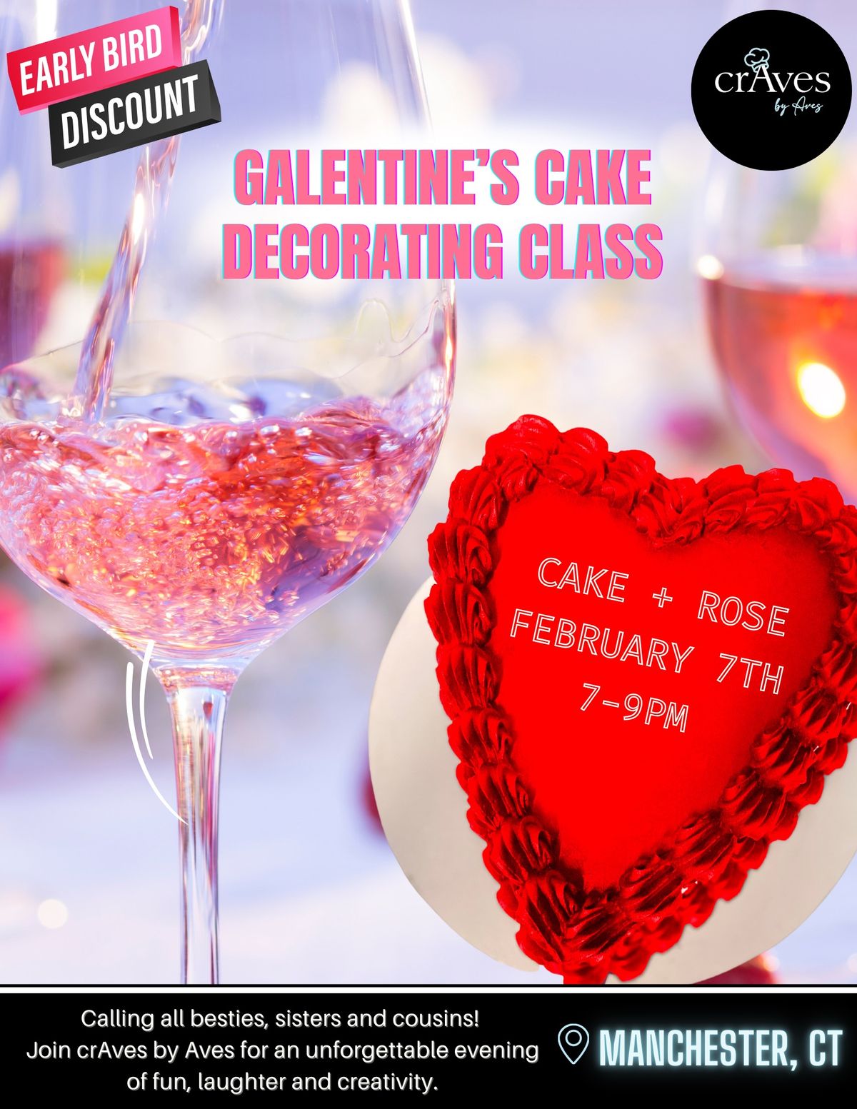 Galentines cake decorating class