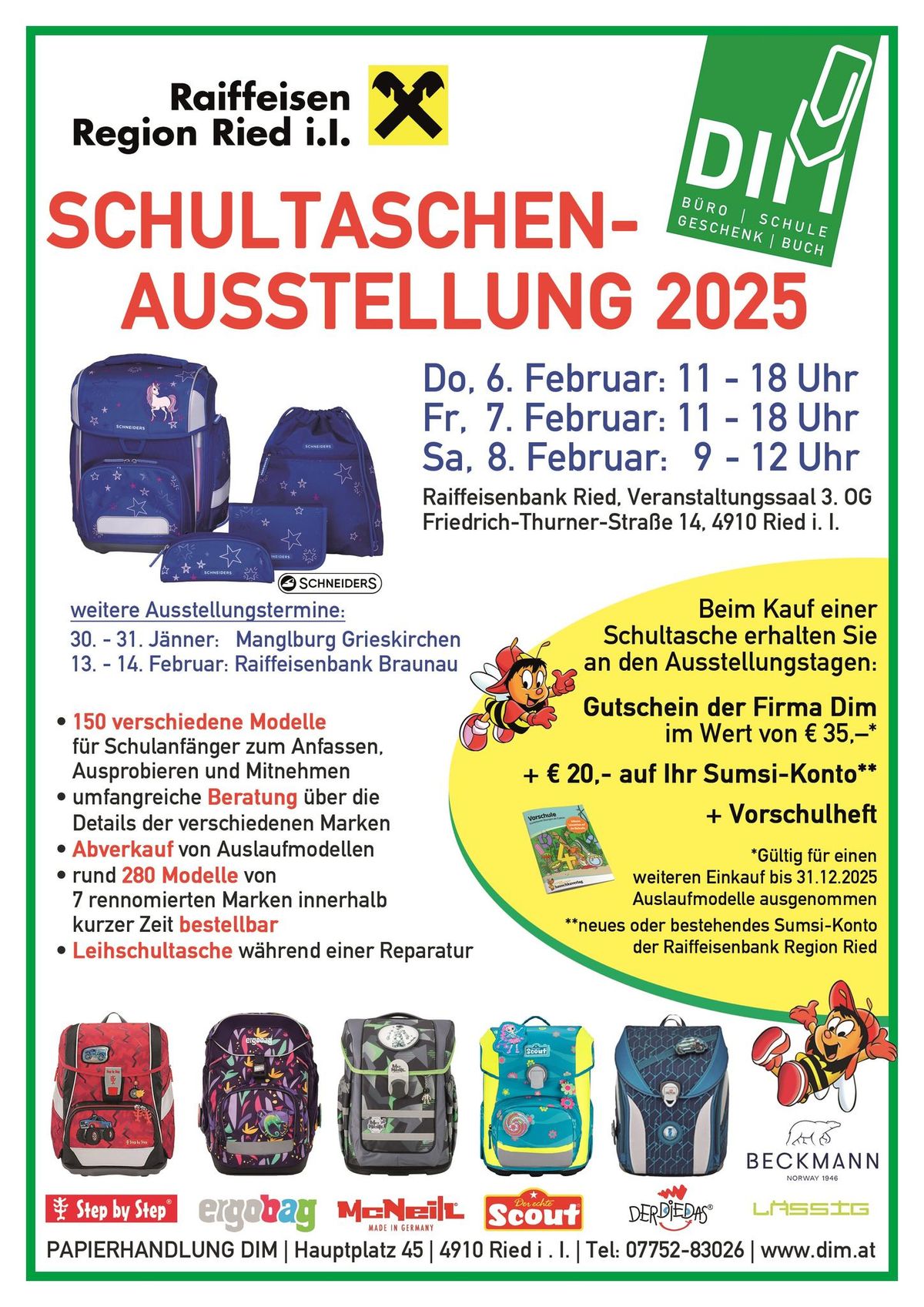 SCHULTASCHENAUSSTELLUNG RIED