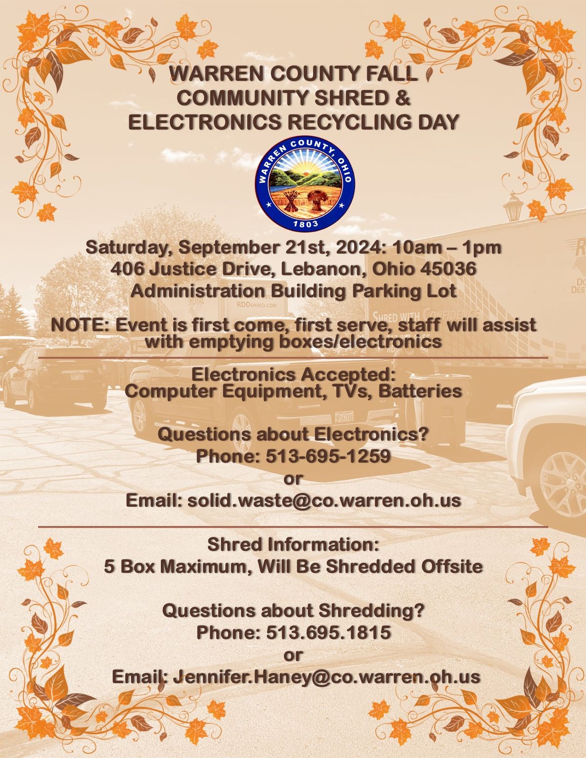 Warren County Fall Community Shred & Electronics Recycling Day