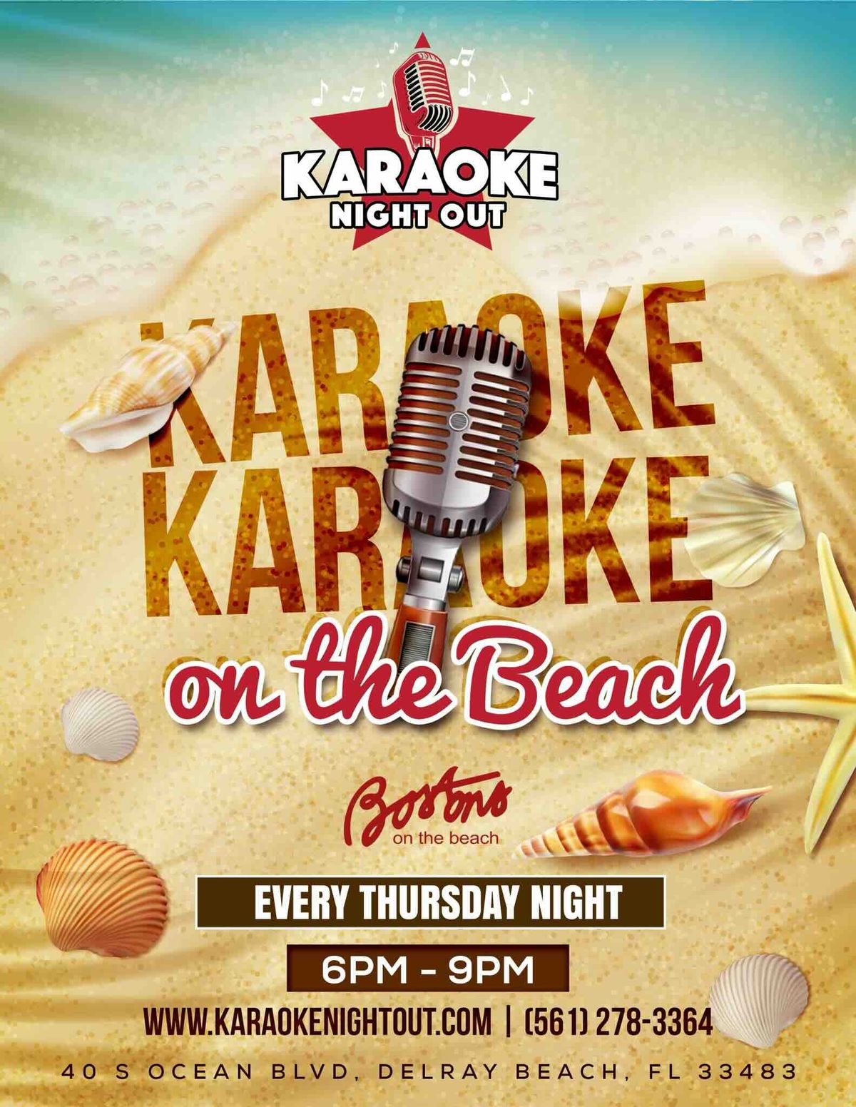 Thursdays! Karaoke On The Beach at Bostons On The Beach (7pm - 10pm)