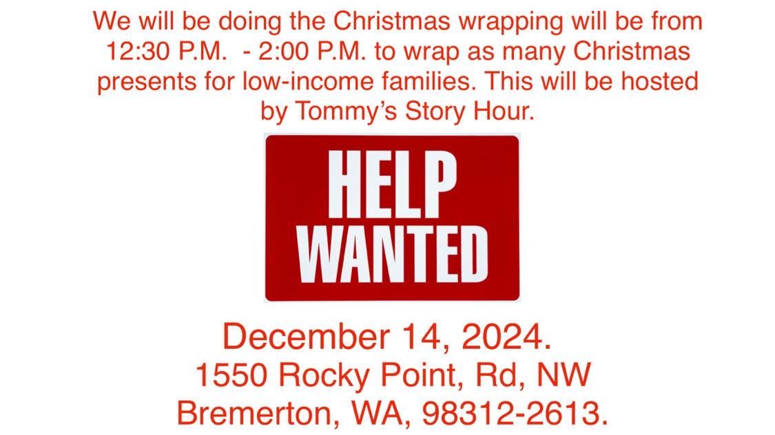 if you are interested in volunteering and rapping over a hundred Christmas presents or more, please 