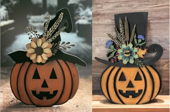 Layered Wood Art ~ Oct 11, 2024 \u25cf Halloween ~ Jack-O-Lantern Bouquet