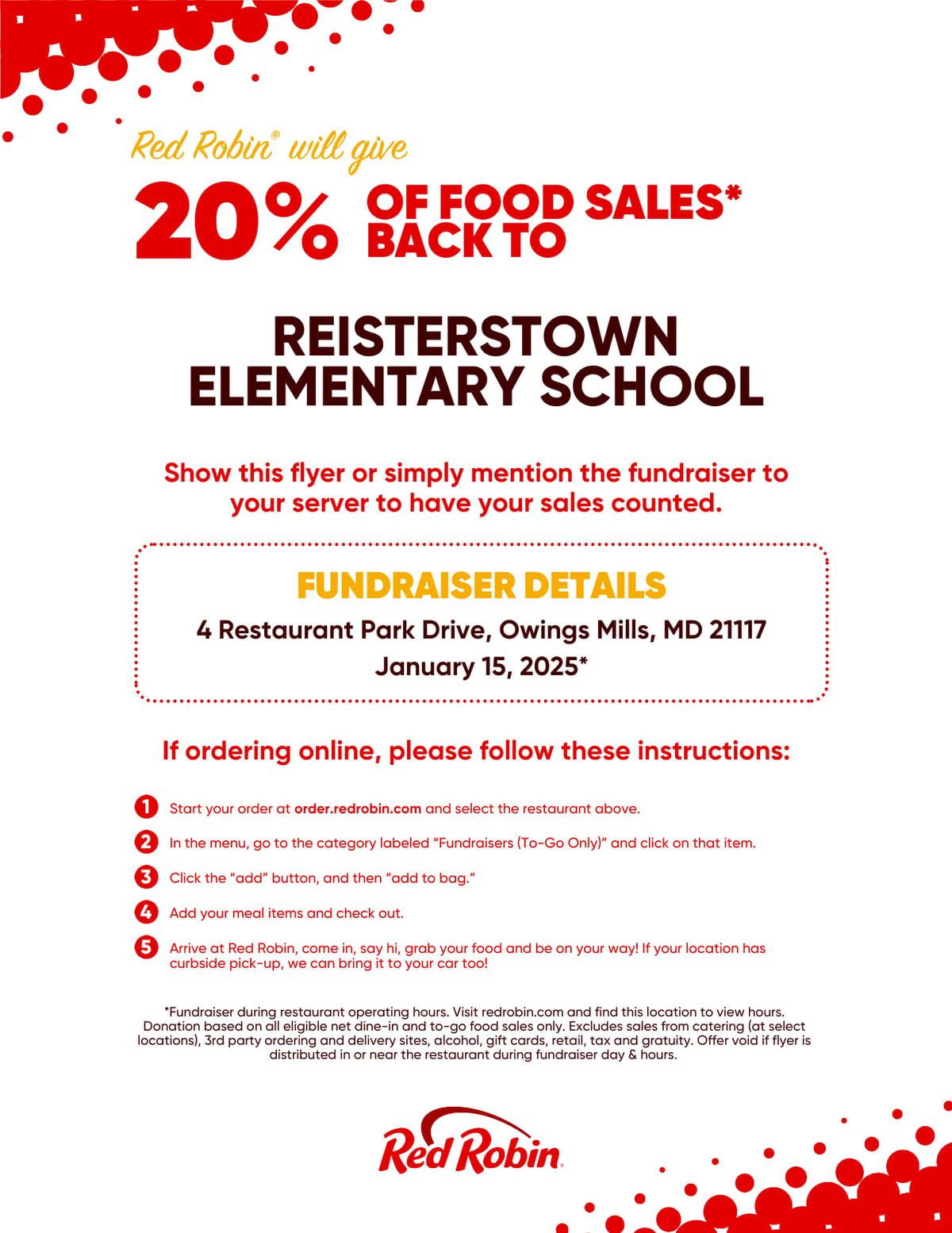 Red Robin Restaurant Fundraiser